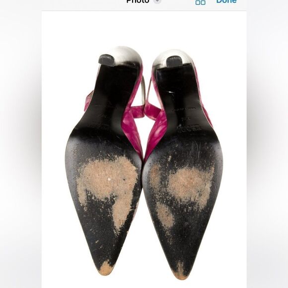 Prada Vintage Pink Suede Tie-Dye Pointed Slingback Pumps size 37.5 - Picture 10 of 11